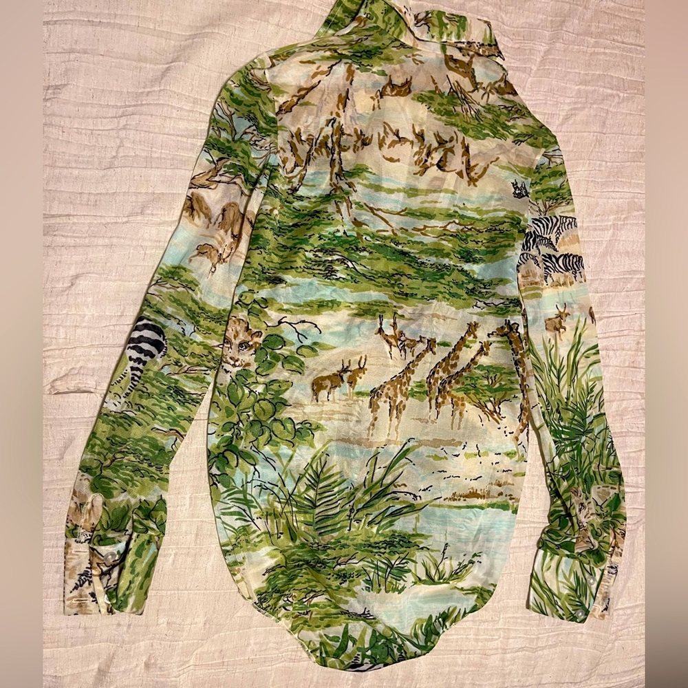 Vintage 1960s Safari Print Button-Up Bodysuit - Picture 2 of 13
